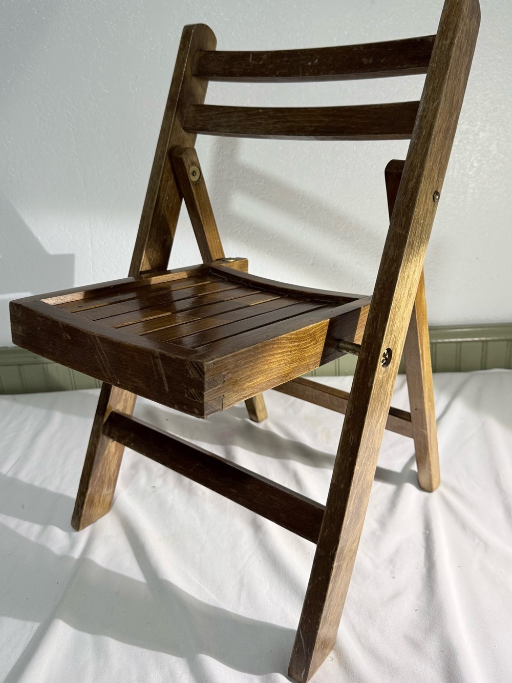 VTG Mid-Century MCM Lobeco Wooden Slatted Folding Child Chair Made In Romania